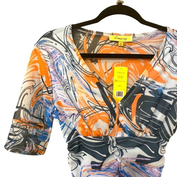 NWT Circus NY Blue & Purple Swirl Lucia V-Neck Bodycon Dress, Medium - Picture 4 of 7